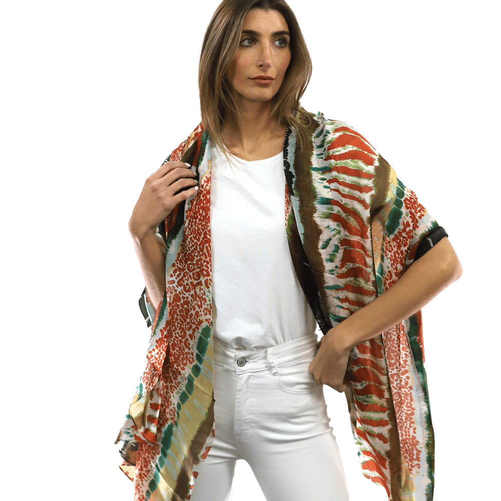 Abstract Animal Print Scarf - Orange - La Fiorentina EF-2374_Orange