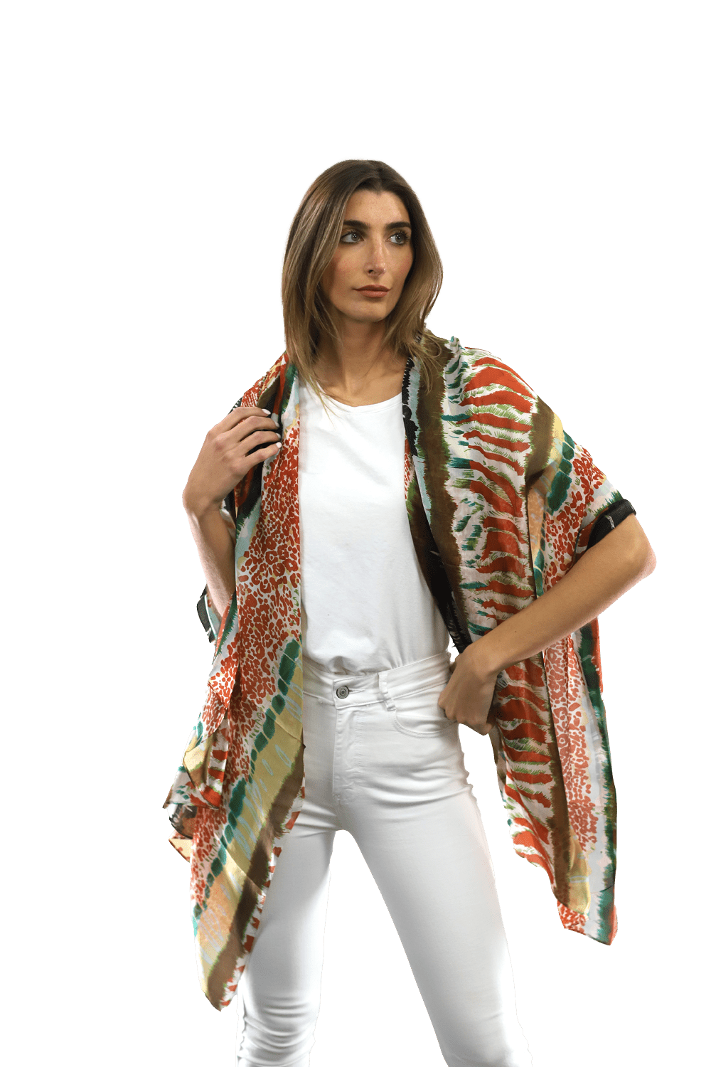 Abstract Animal Print Scarf - Orange - La Fiorentina EF-2374_Orange