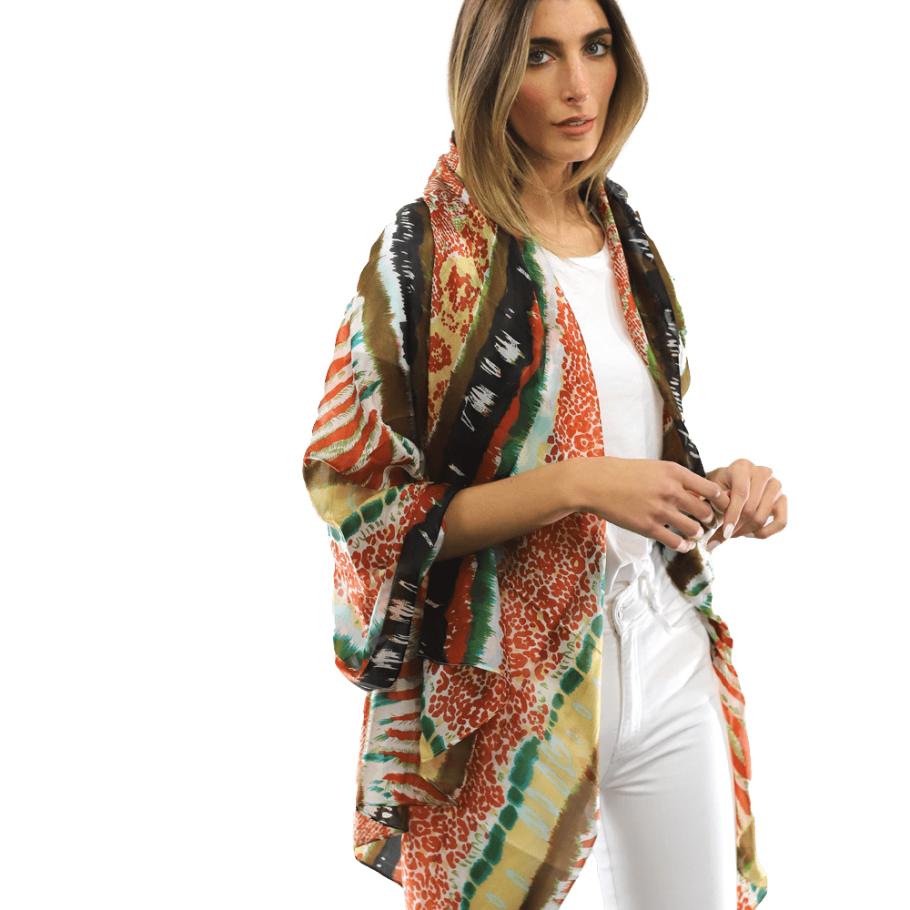 Abstract Animal Print Scarf - Orange - La Fiorentina EF-2374_Orange