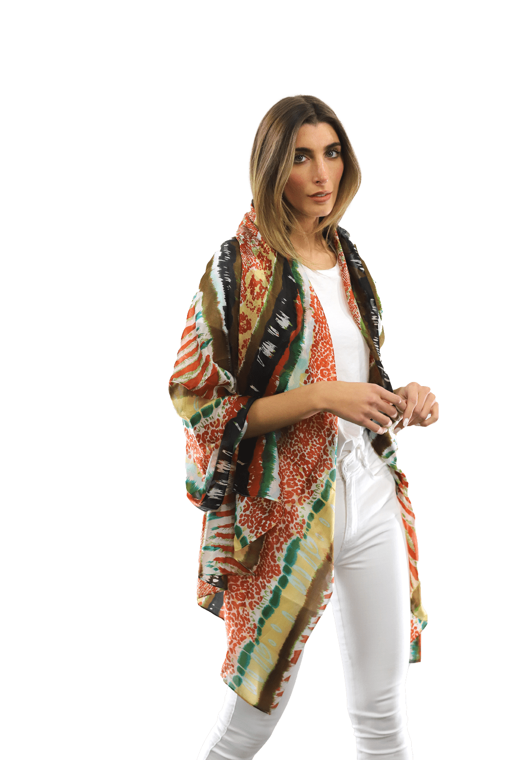 Abstract Animal Print Scarf - Orange - La Fiorentina EF-2374_Orange