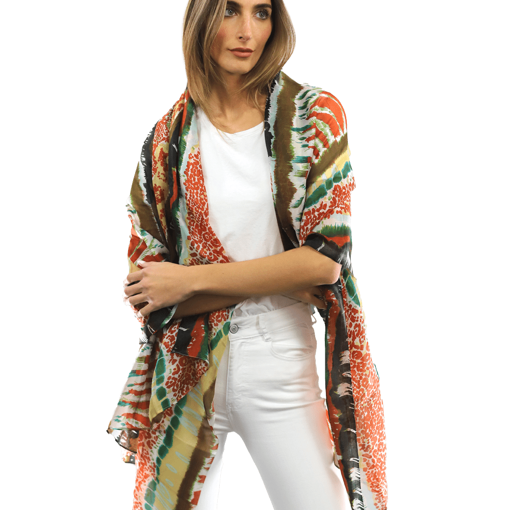Abstract Animal Print Scarf - Orange - La Fiorentina EF-2374_Orange