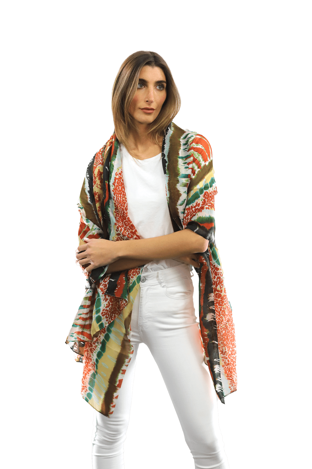Abstract Animal Print Scarf - Orange - La Fiorentina EF-2374_Orange