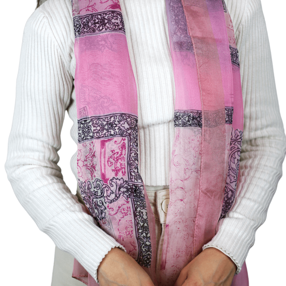 Abstract Print 100% Silk Scarf - Pink - Silk Scarf - La Fiorentina SILK-09-PINK
