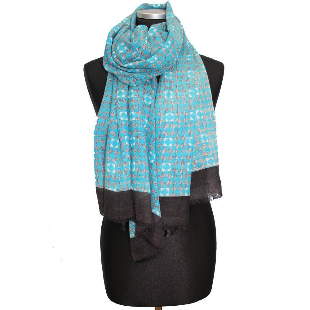 Abstract Print Scarf - Scarf - La Fiorentina,Teal EF-2740