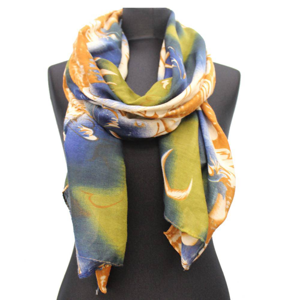 La Fiorentina - Abstract Print Scarf - Green Combo 81871/MA