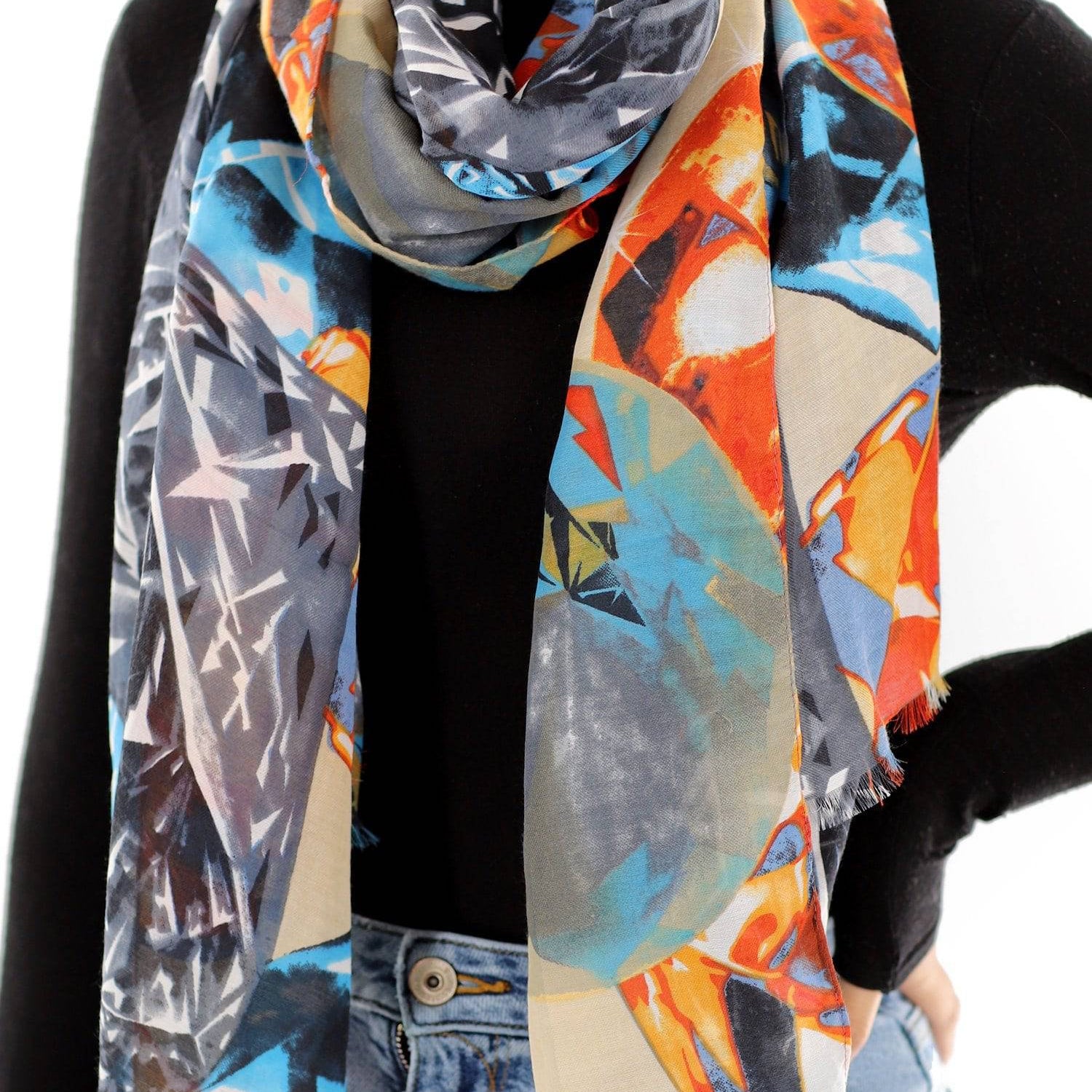 Abstract Print Scarf - Orange Multi - Scarf - La Fiorentina 21959/MA