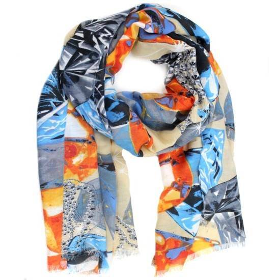Abstract Print Scarf - Orange Multi - Scarf - La Fiorentina 21959/MA