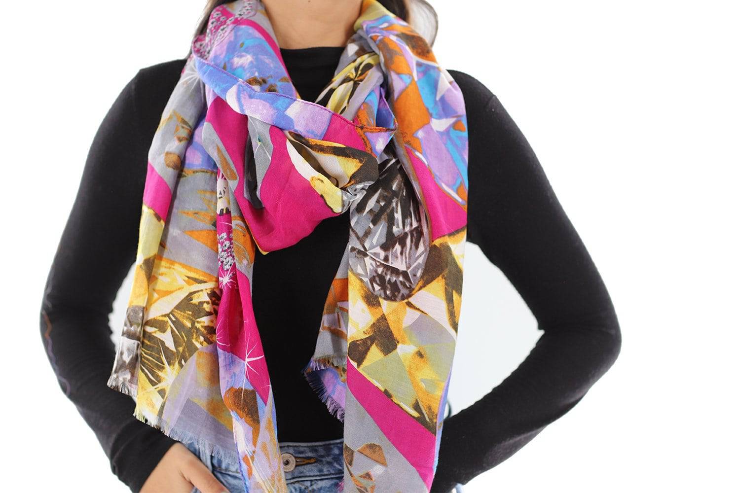 Abstract Print Scarf - Pink Multi - Scarf - La Fiorentina 21959/MA