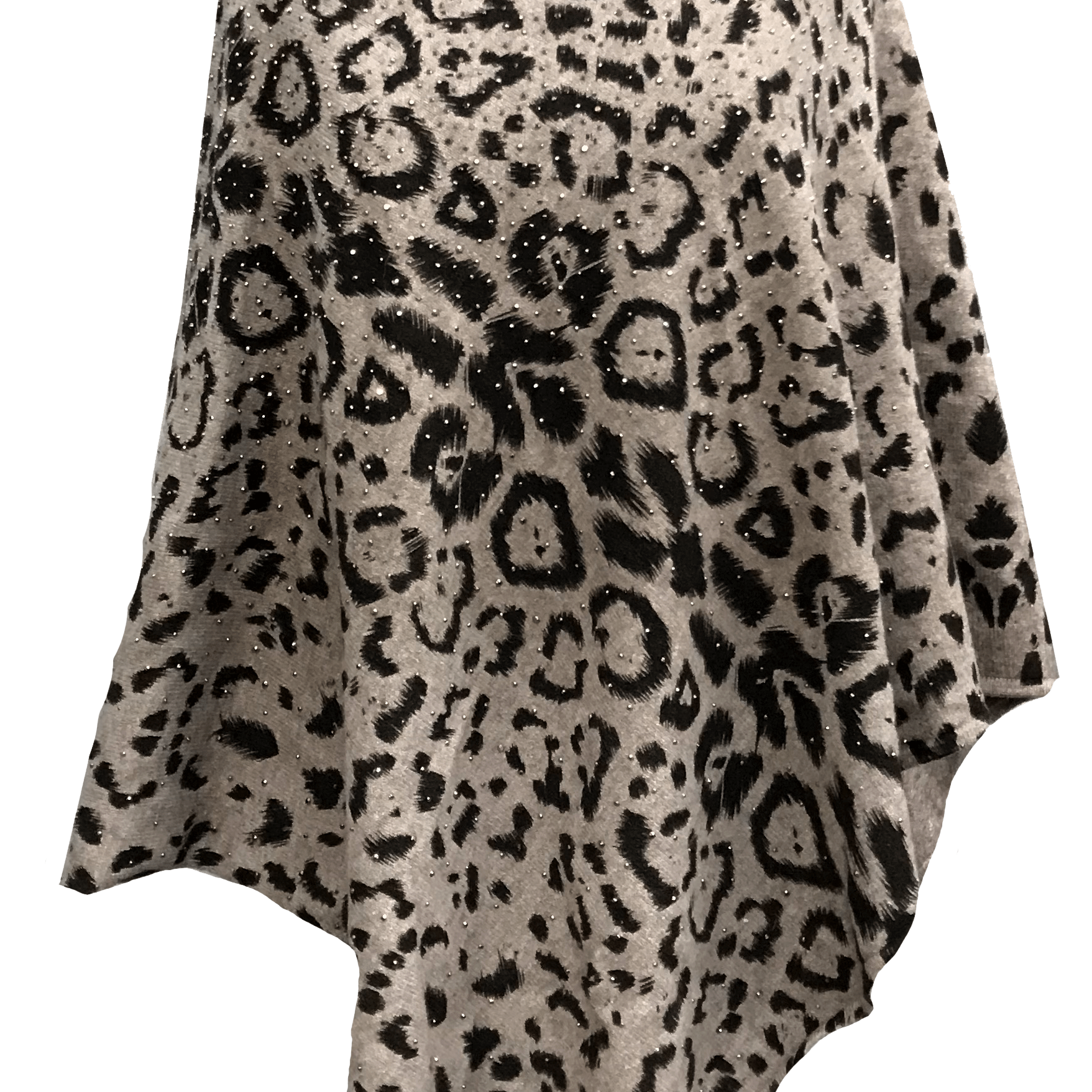 Animal Print Poncho with Embellishments and Fur Trim- Leopard - Poncho - La Fiorentina BE09