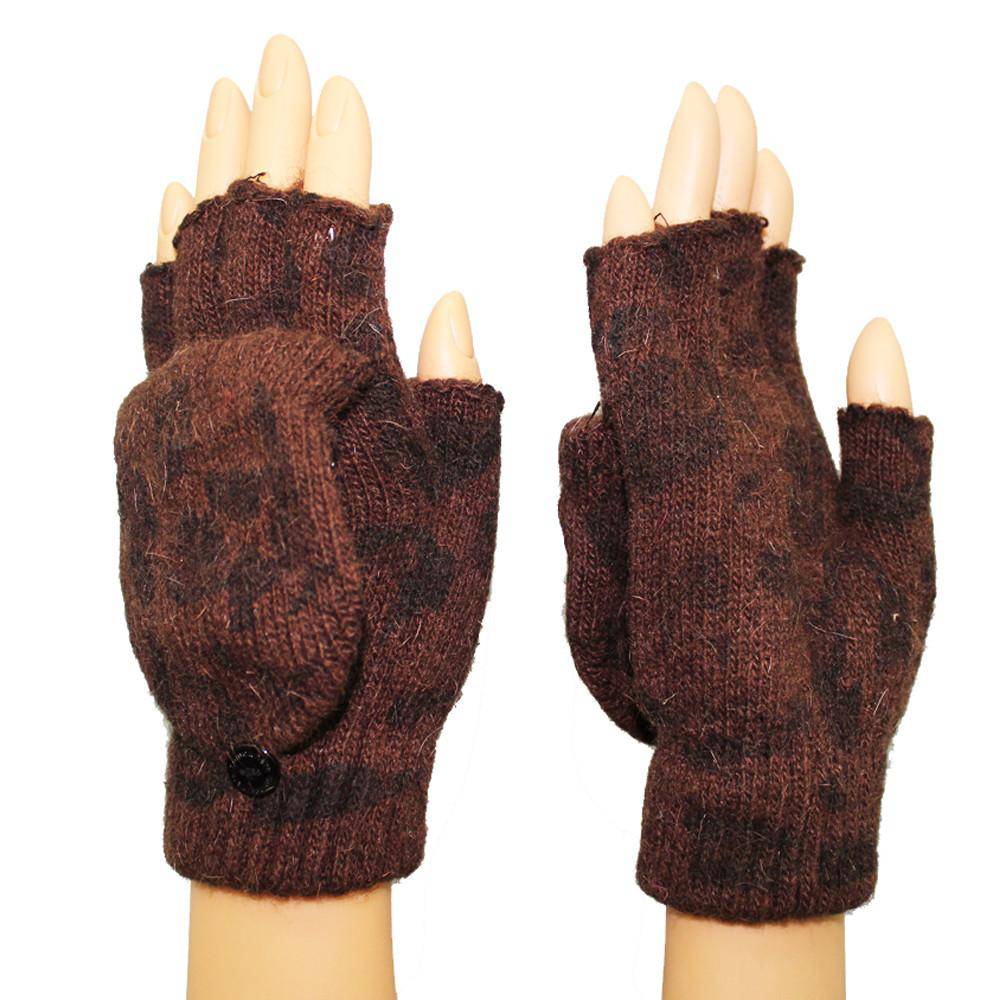 Animal Print Pop Top Glove-Brown - Glove - La Fiorentina AG-18
