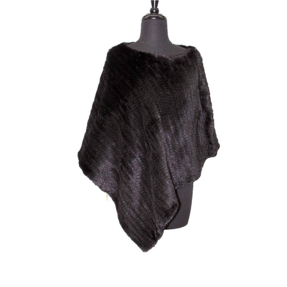 Asymmetrical Knitted Poncho- Black - Poncho - La Fiorentina TYF-1404