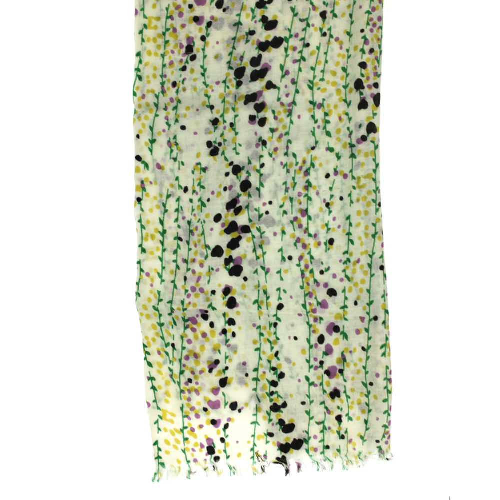Berries and vine print with regular fringe - Green - Scarf - La Fiorentina LAL360
