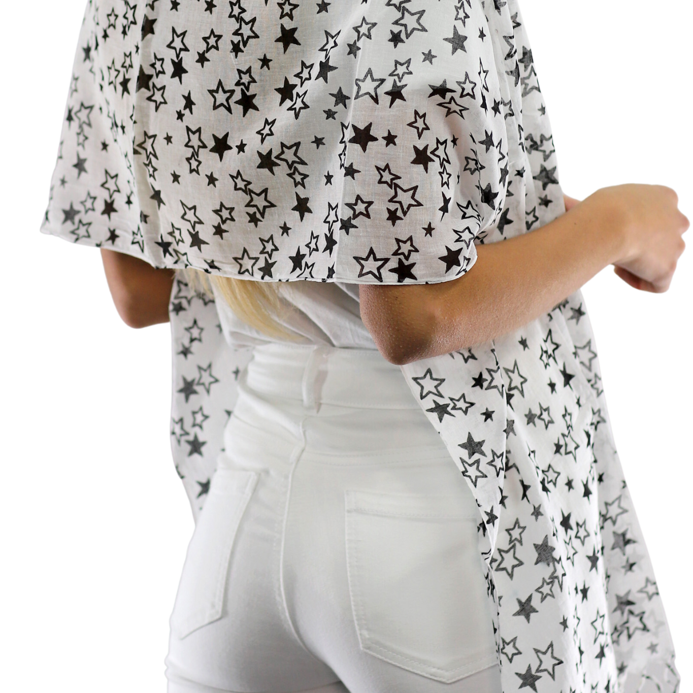 Star Print Scarf - Black - Scarf - La Fiorentina SCF-026