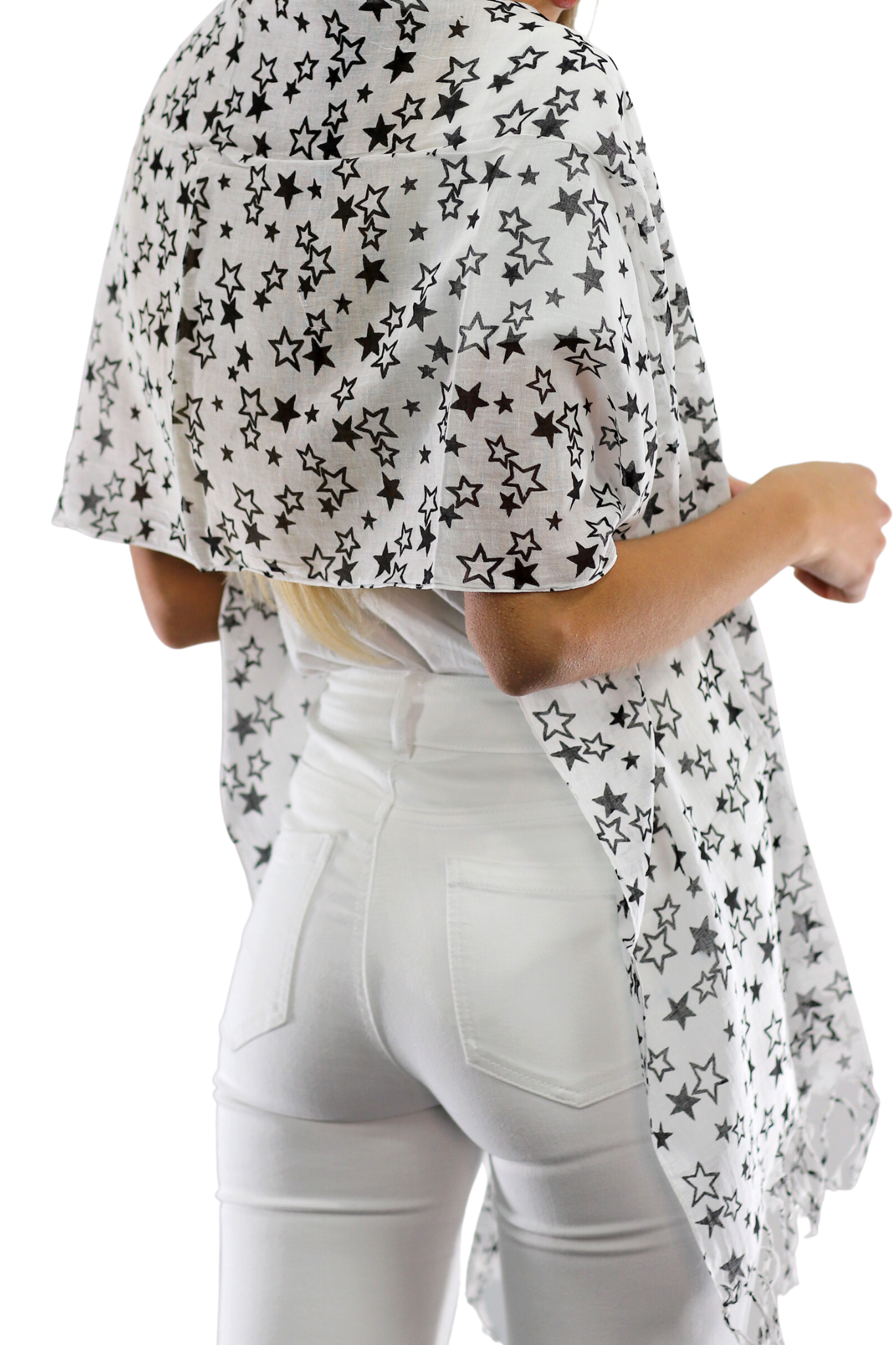 Star Print Scarf - Black - Scarf - La Fiorentina SCF-026