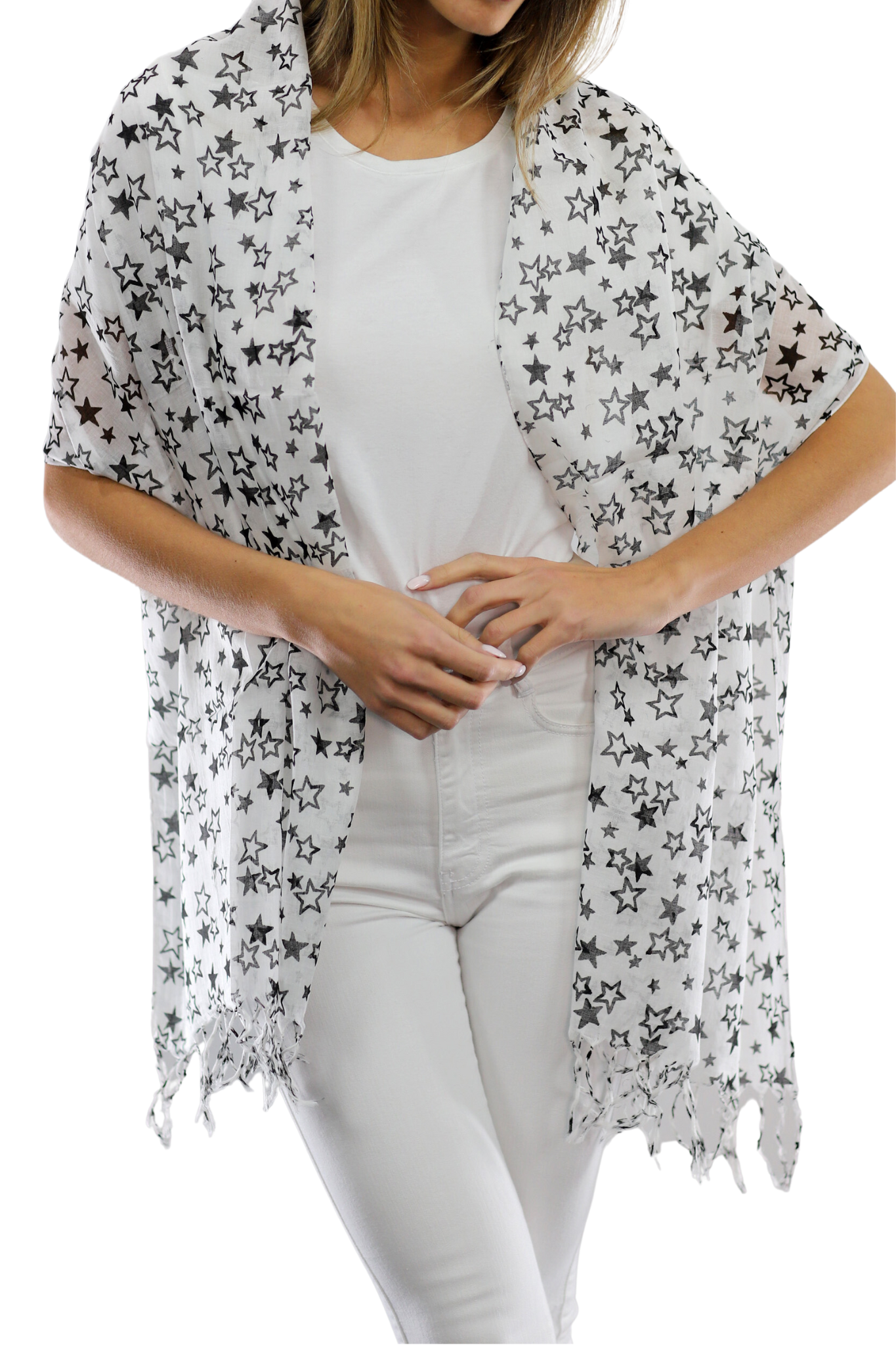 Star Print Scarf - Black - Scarf - La Fiorentina SCF-026