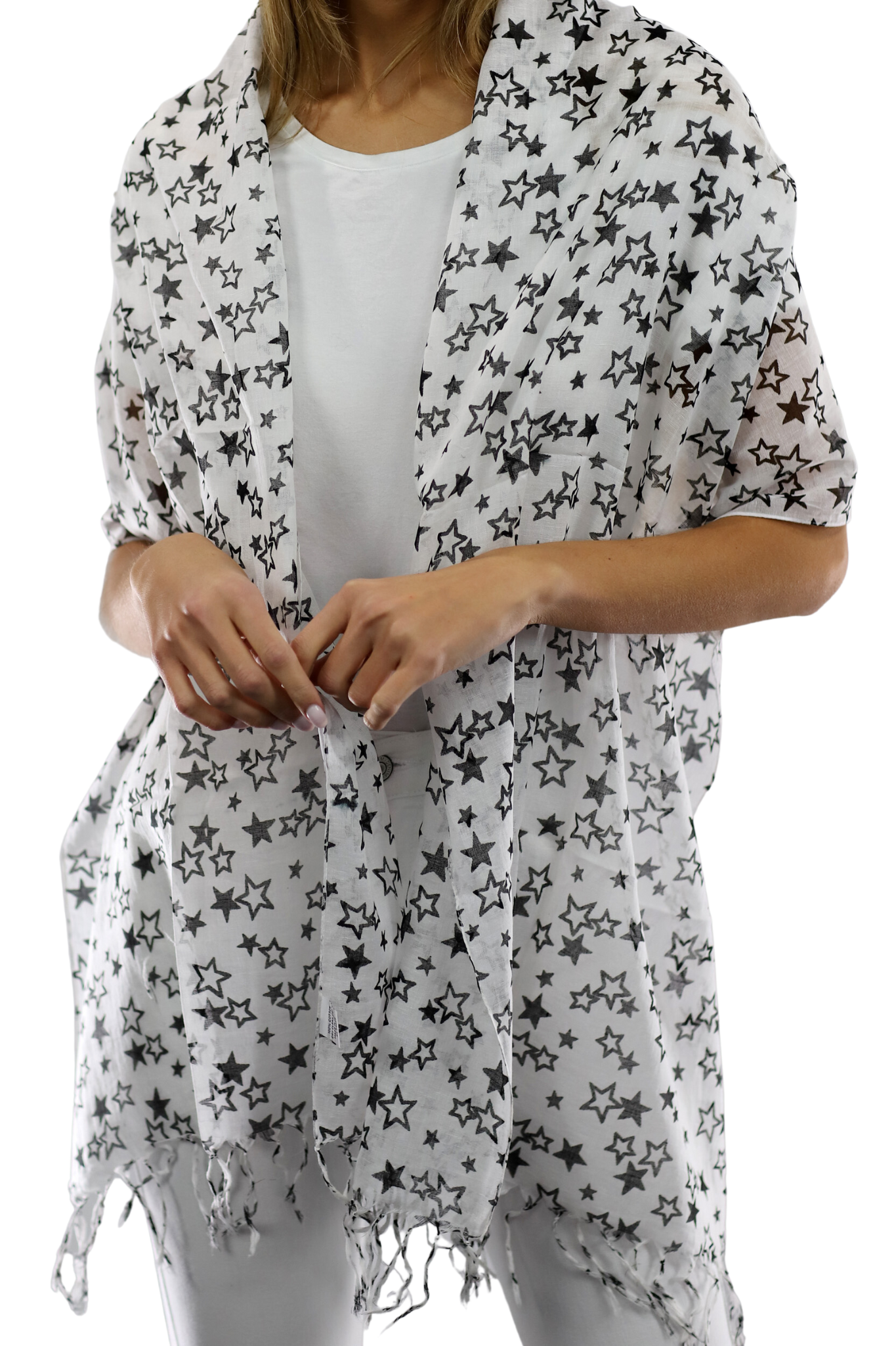 Star Print Scarf - Black - Scarf - La Fiorentina SCF-026