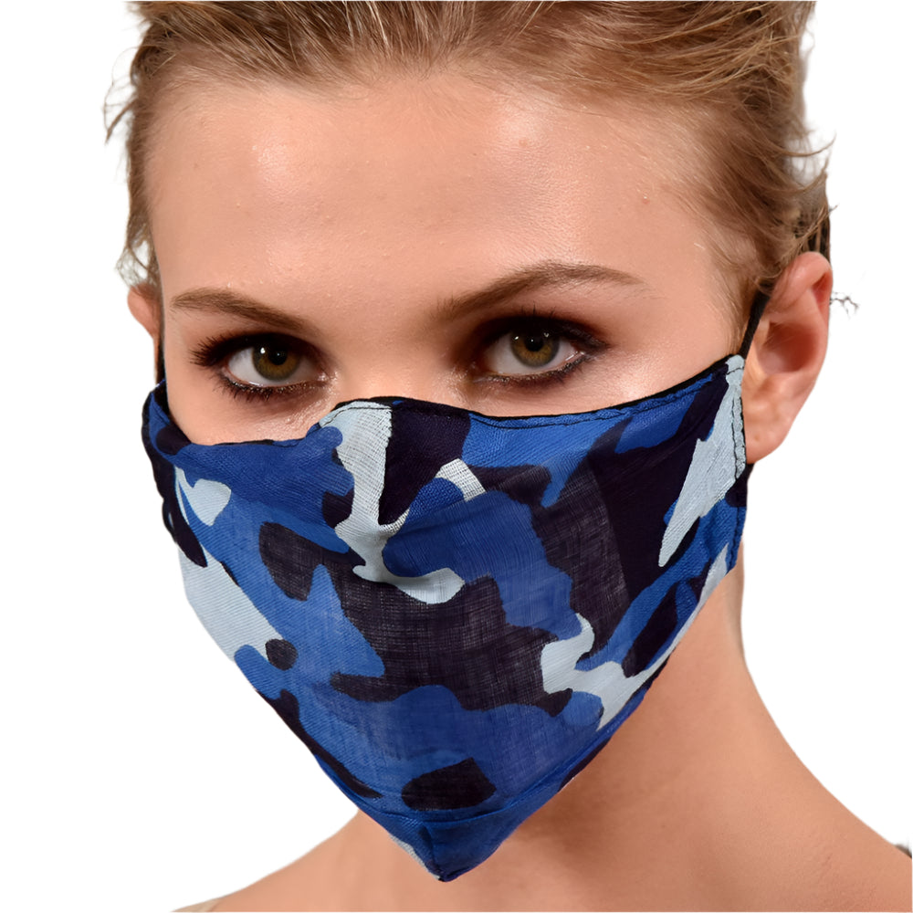 Blue Camo Print Face Mask - face-mask - La Fiorentina MASK#2