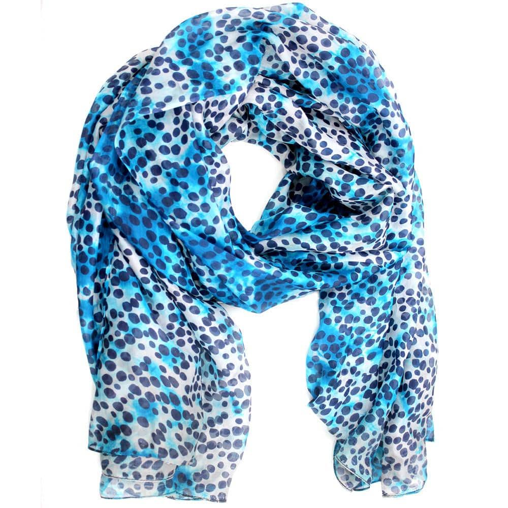Blue Dot & Watercolor Silk Scarf - Silk Scarf - La Fiorentina EF-2590_blue