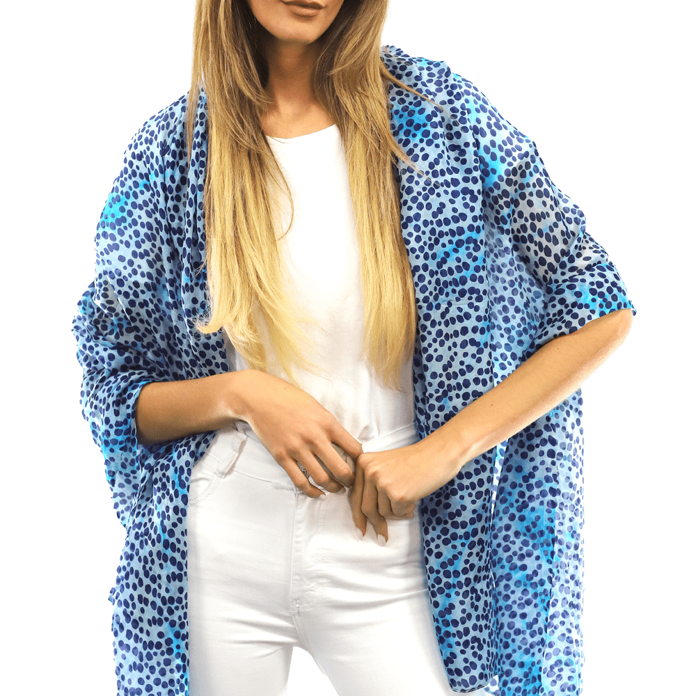 Blue Dot & Watercolor Silk Scarf - Silk Scarf - La Fiorentina EF-2590_blue