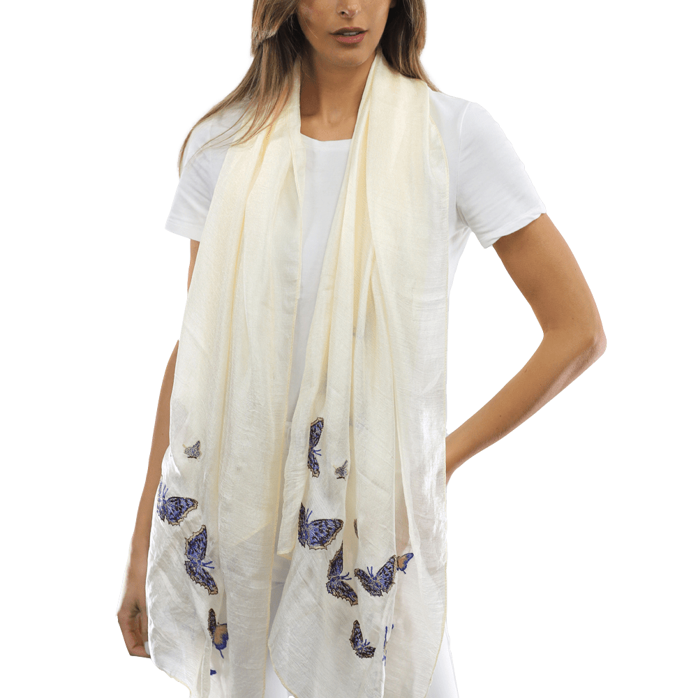 Butterfly scarves- White - Scarf - La Fiorentina HH05