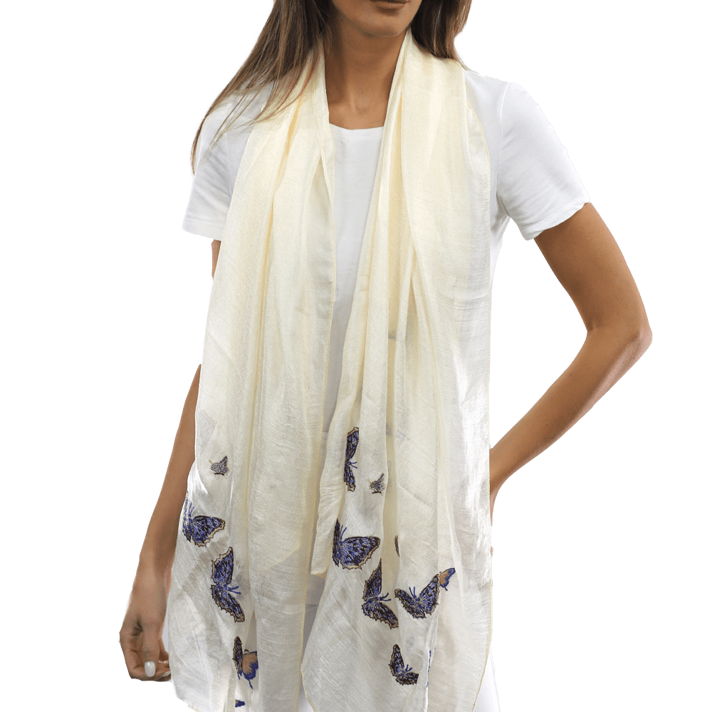 Butterfly scarves- White - Scarf - La Fiorentina HH05