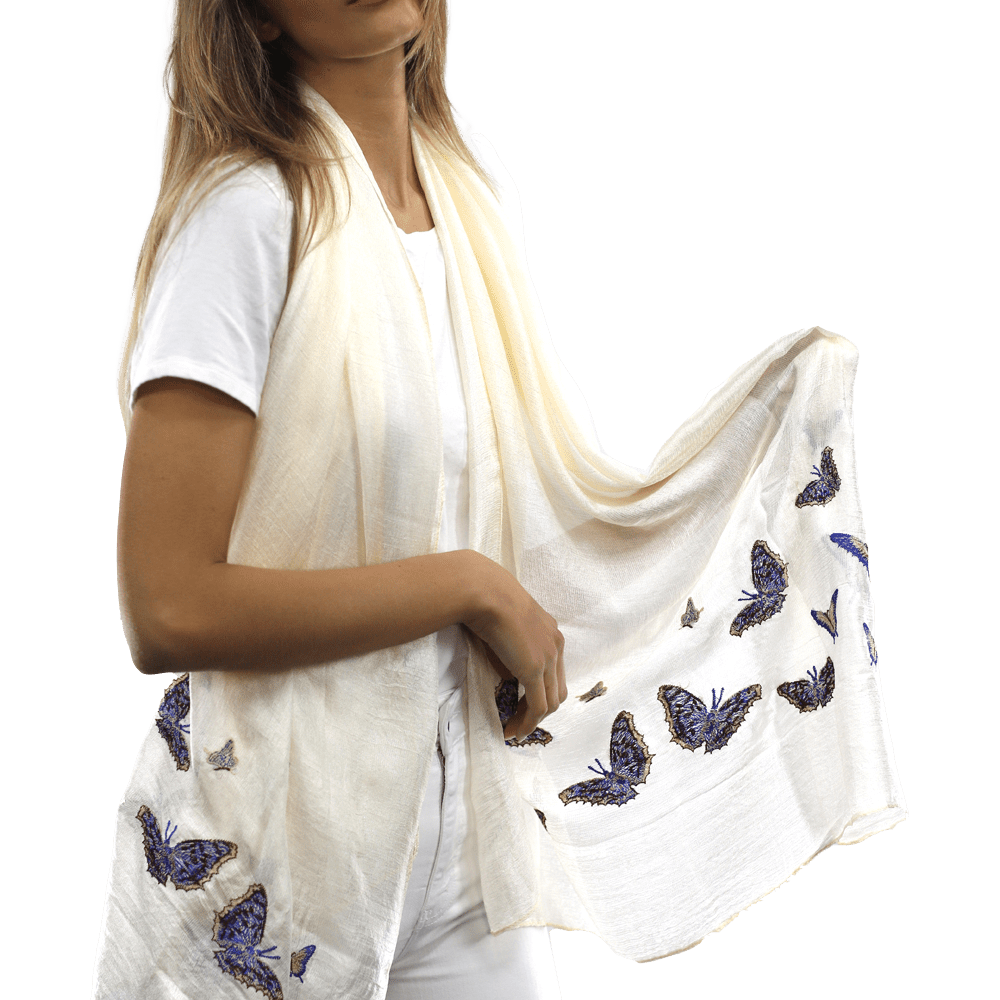Butterfly scarves- White - Scarf - La Fiorentina HH05