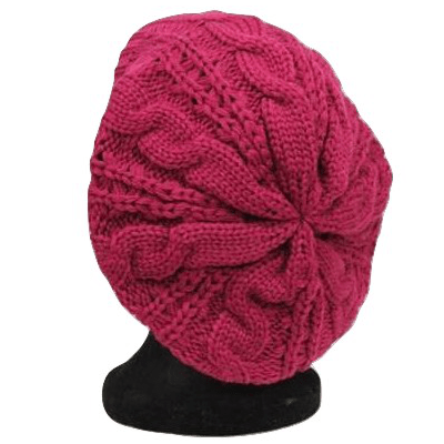 Cable Knit Beret - Ruby - Hat - La Fiorentina NF120815-F13