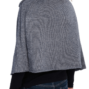 Cable Knit Cape with Leather Strap - Grey - Cape - La Fiorentina TYE-1305