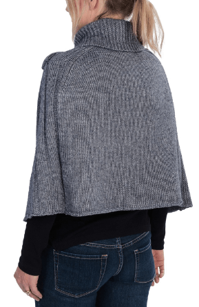 Cable Knit Cape with Leather Strap - Grey - Cape - La Fiorentina TYE-1305