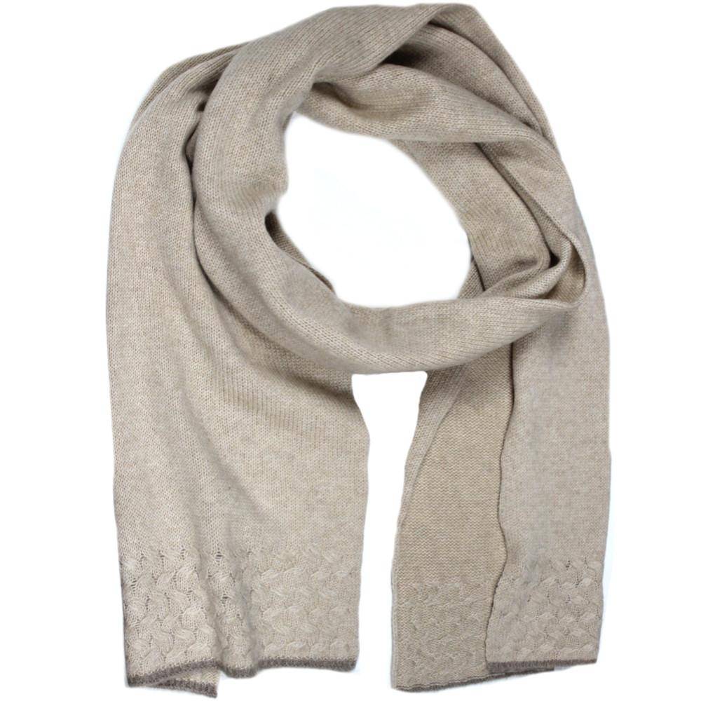 Cable Knit Cashmere Blend Scarf - Beige/Brown - Scarf - La Fiorentina 14WTY092S