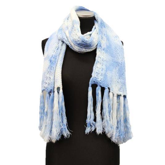 Cable Knit Tie-Dye Scarf - Blue - Scarf - La Fiorentina WXB008