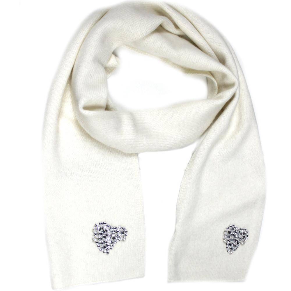 Cashmere Blend Embellished Scarf - Ivory - Scarf - La Fiorentina 14WTY092S
