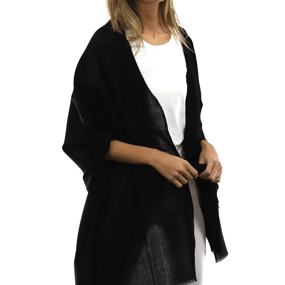 Casual Pashmina with eyelash Fringes - Black - Pashmina - La Fiorentina FIORE18_BLACK