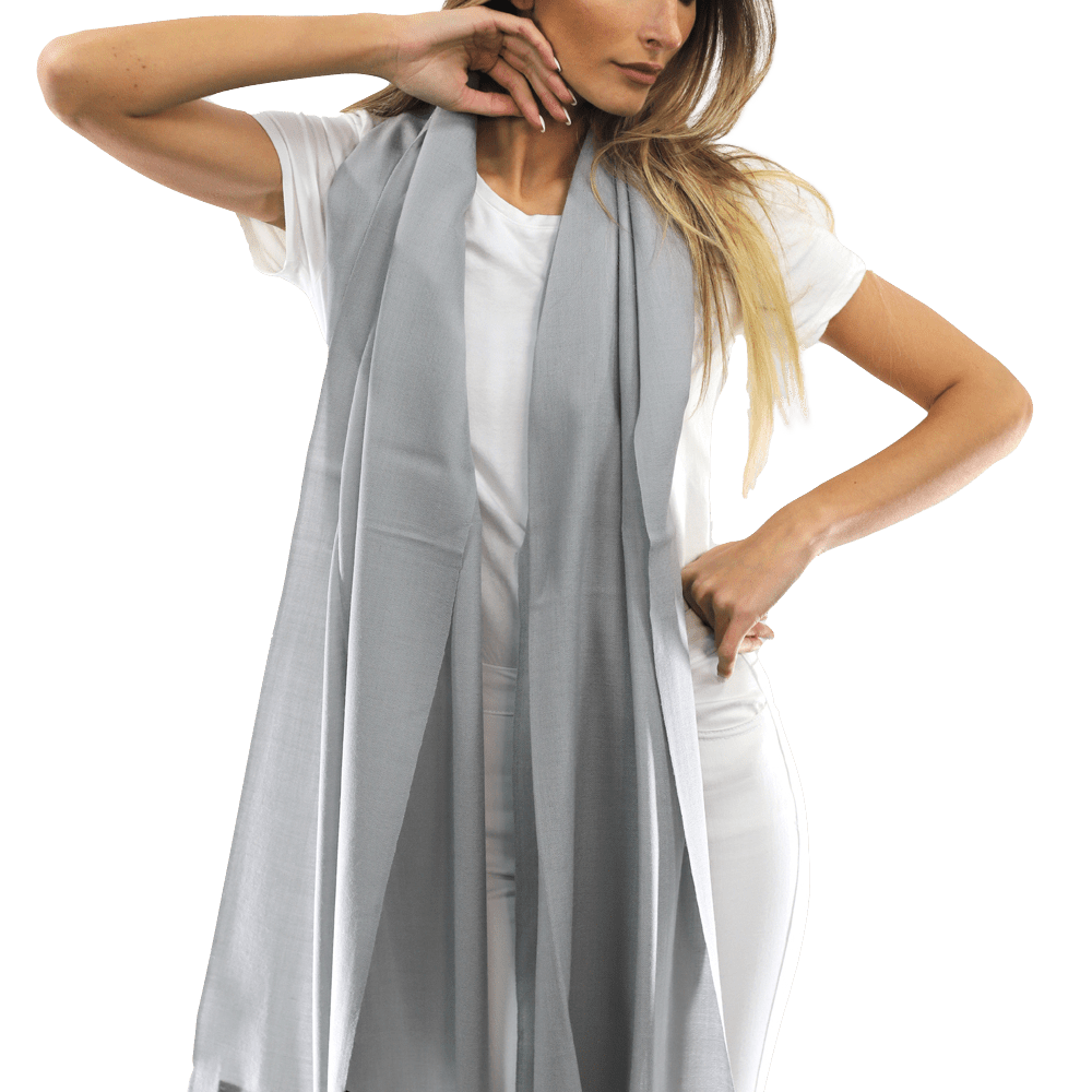 Casual Pashmina with eyelash Fringes - Grey - Pashmina - La Fiorentina FIORE18_GREY