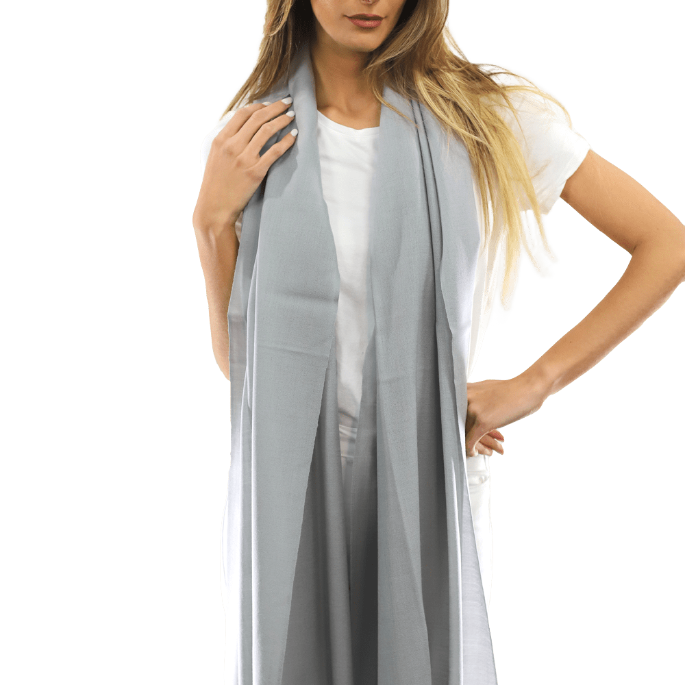 Casual Pashmina with eyelash Fringes - Grey - Pashmina - La Fiorentina FIORE18_GREY