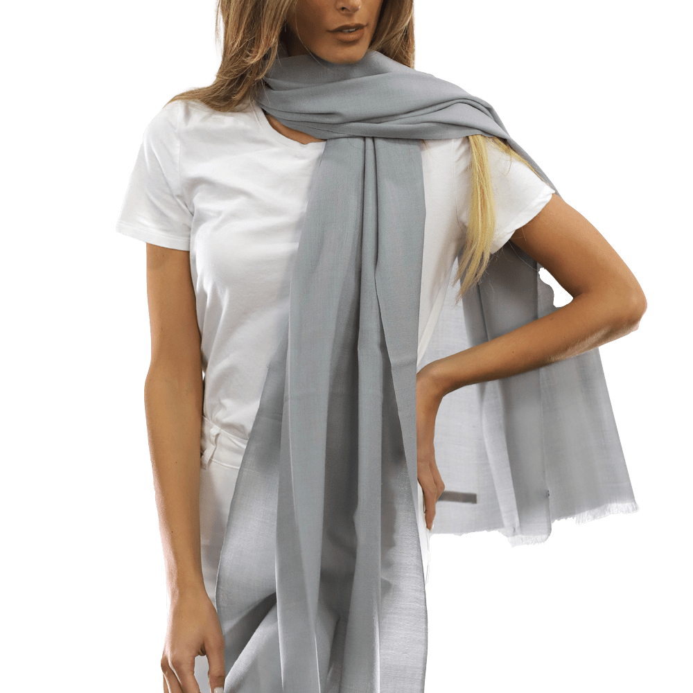 Casual Pashmina with eyelash Fringes - Grey - Pashmina - La Fiorentina FIORE18_GREY