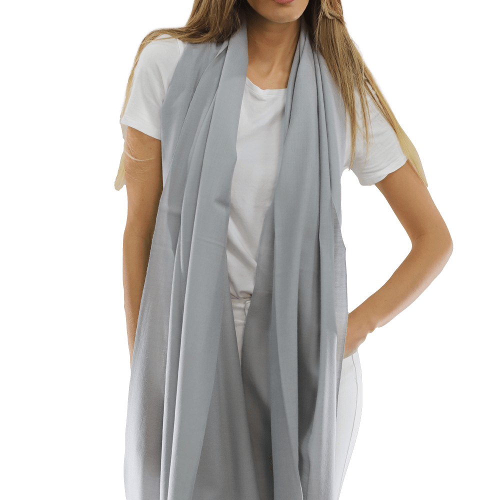 Casual Pashmina with eyelash Fringes - Grey - Pashmina - La Fiorentina FIORE18_GREY