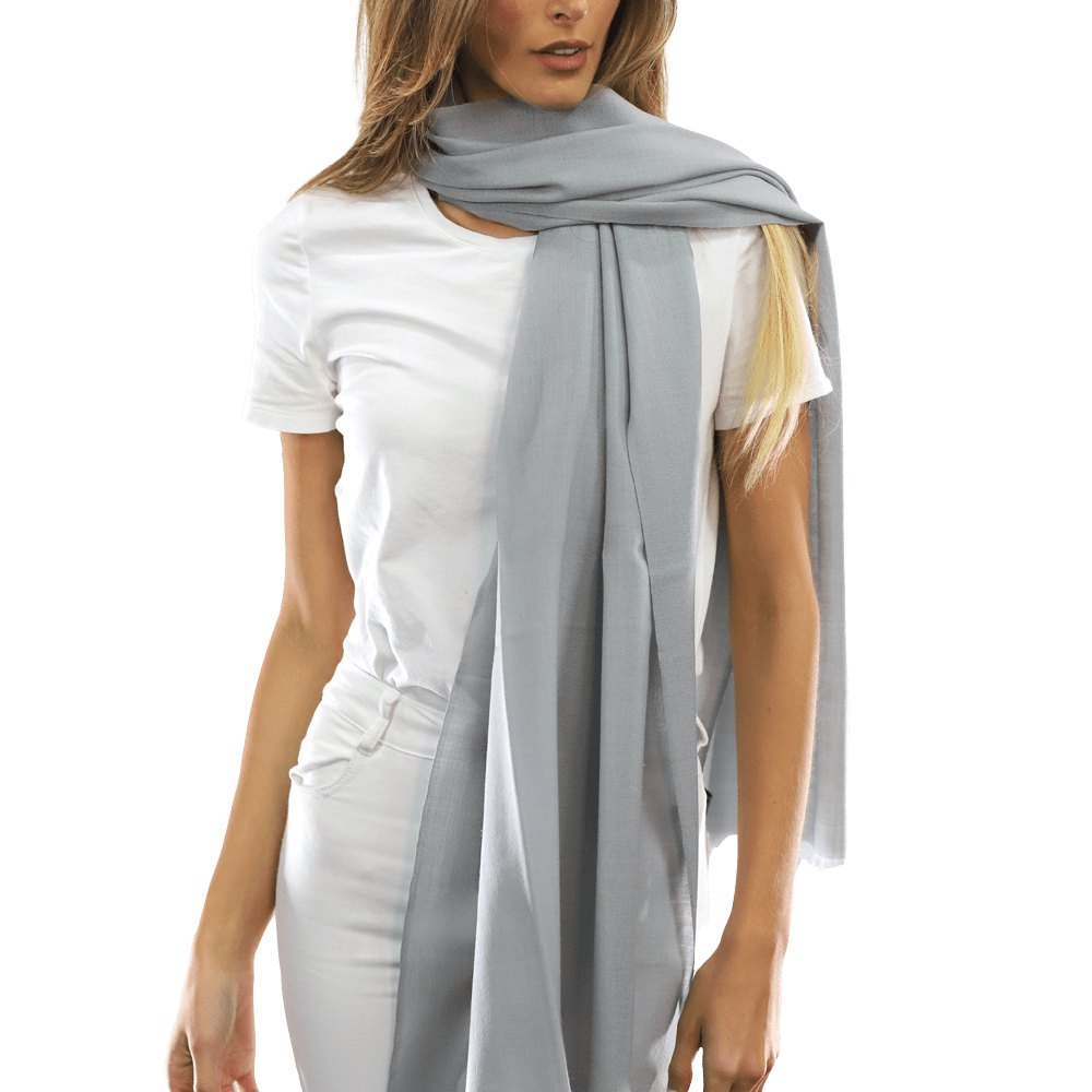 Casual Pashmina with eyelash Fringes - Grey - Pashmina - La Fiorentina FIORE18_GREY