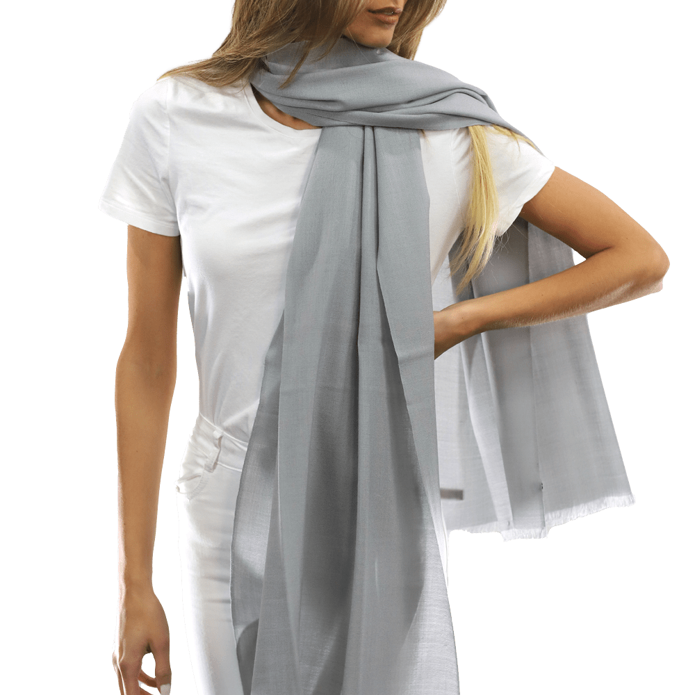 Casual Pashmina with eyelash Fringes - Grey - Pashmina - La Fiorentina FIORE18_GREY