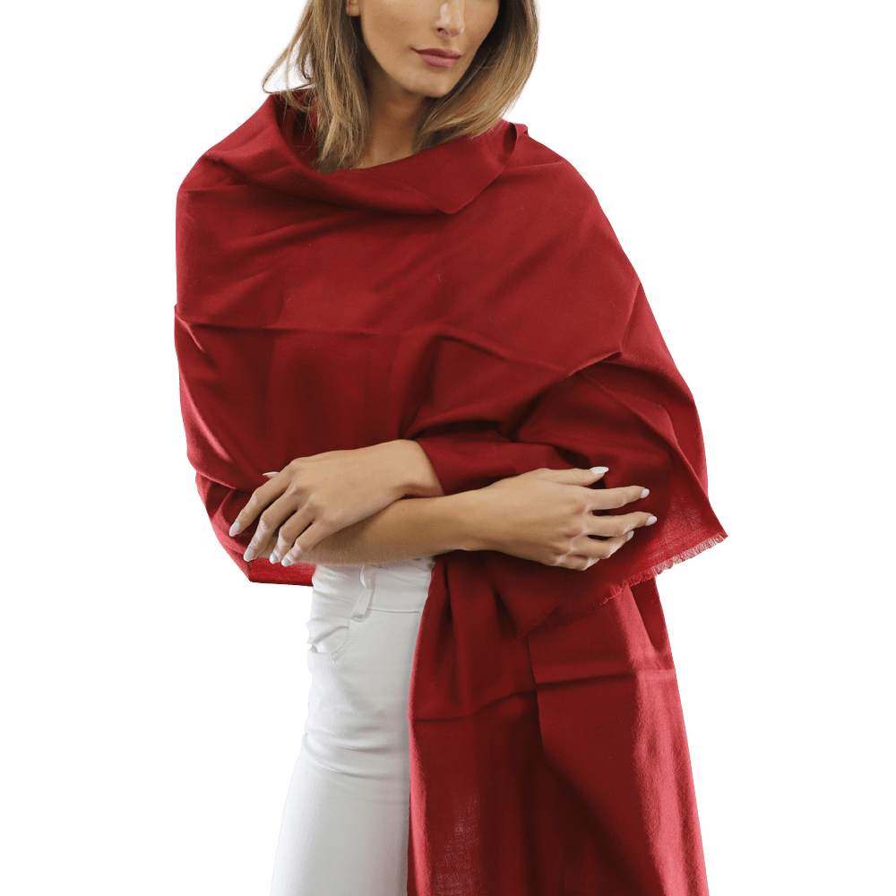 Casual Pashmina with eyelash Fringes - Red - Pashmina - La Fiorentina FIORE18_RED