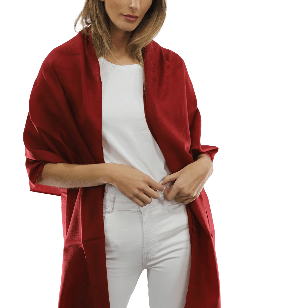 Casual Pashmina with eyelash Fringes - Red - Pashmina - La Fiorentina FIORE18_RED