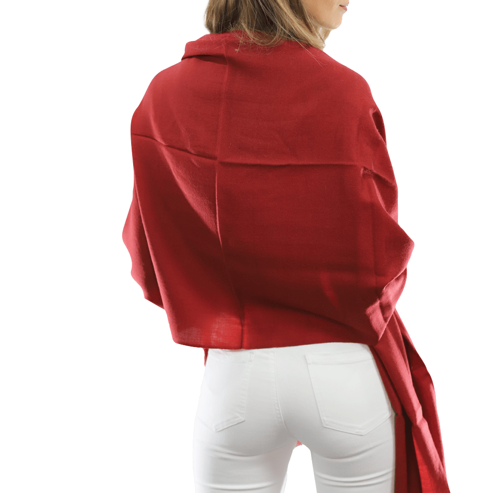 Casual Pashmina with eyelash Fringes - Red - Pashmina - La Fiorentina FIORE18_RED