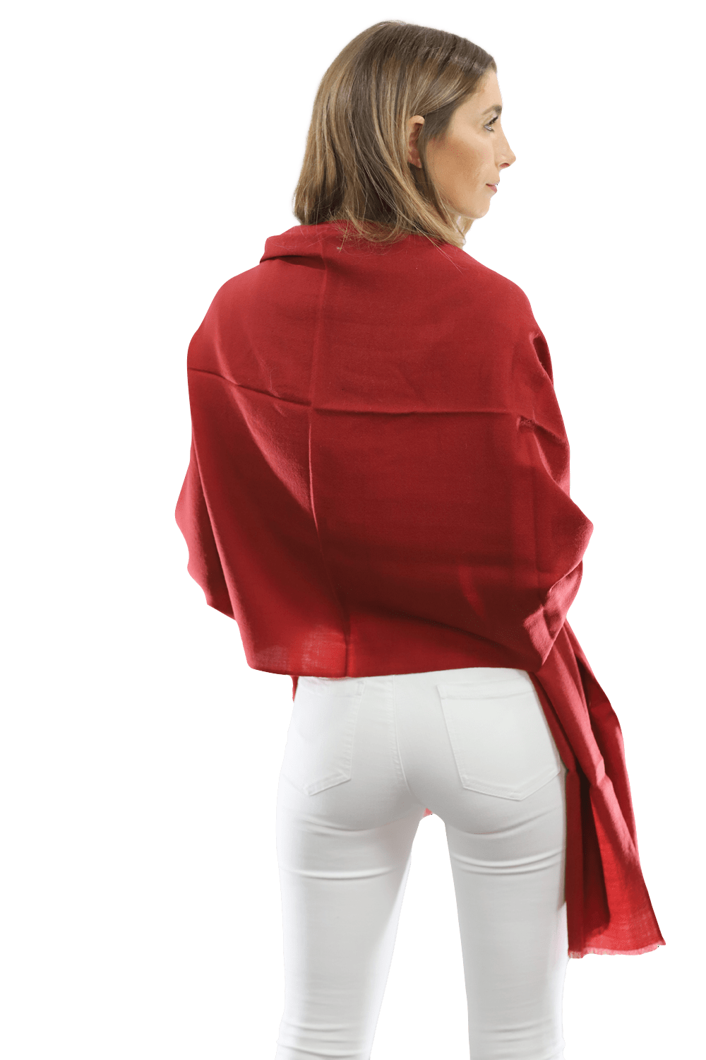 Casual Pashmina with eyelash Fringes - Red - Pashmina - La Fiorentina FIORE18_RED