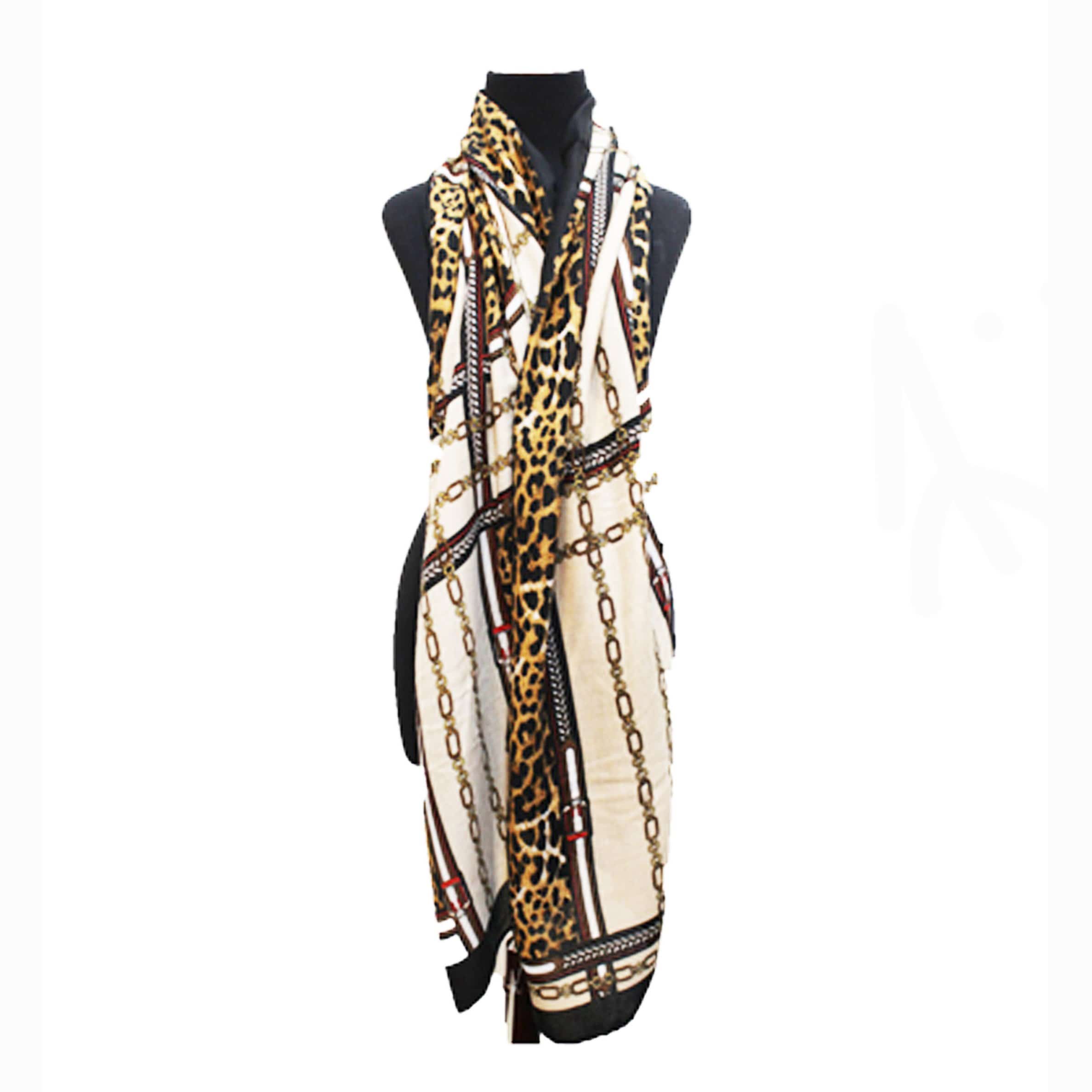 Chain/Animal Print-Brown - Scarf - La Fiorentina WX01