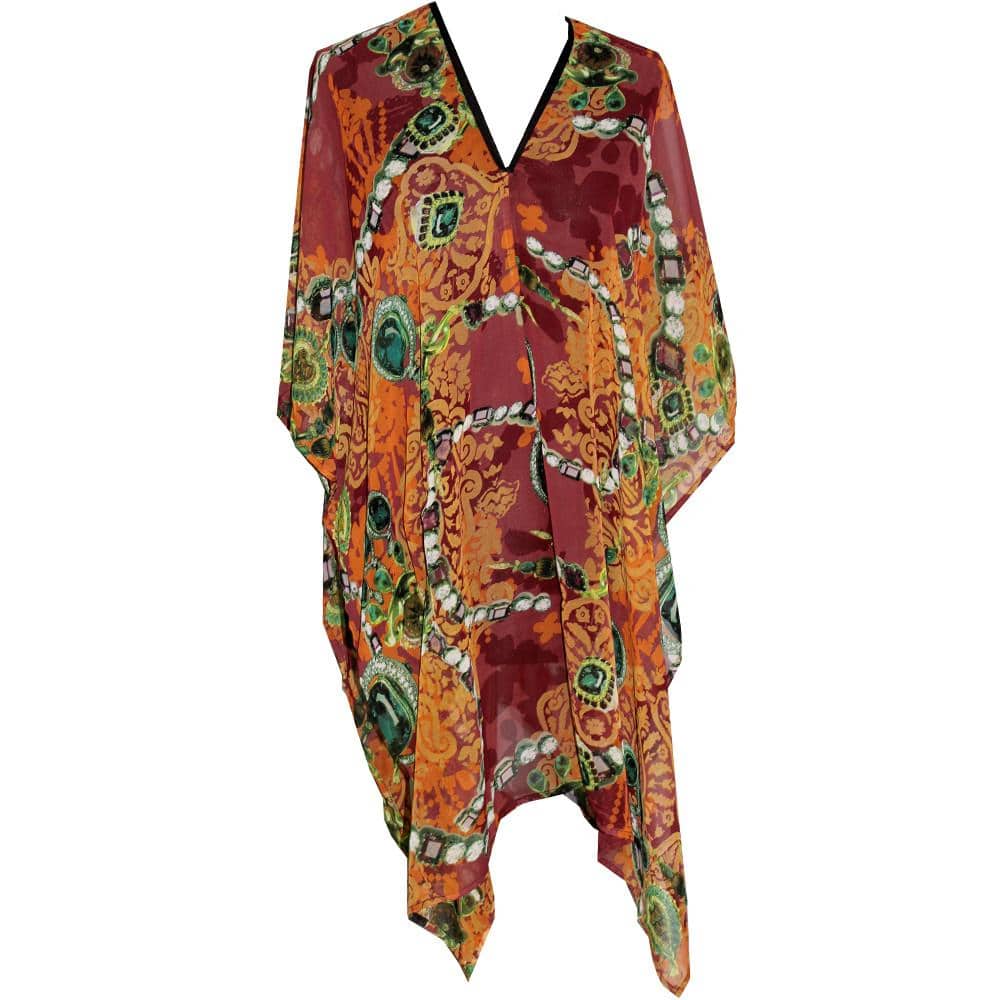Chain Print Beach Cover up - Brown/Green - Beach Cover up - La Fiorentina PS-1332K