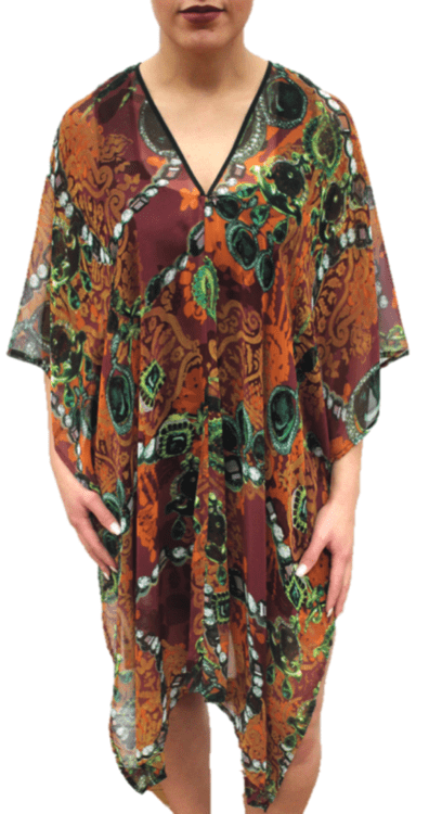 Chain Print Beach Cover up - Brown/Green - Beach Cover up - La Fiorentina PS-1332K