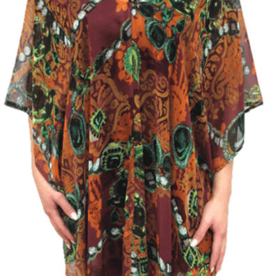 Chain Print Beach Cover up - Brown/Green - Beach Cover up - La Fiorentina PS-1332K