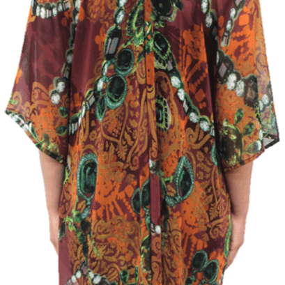 Chain Print Beach Cover up - Brown/Green - Beach Cover up - La Fiorentina PS-1332K