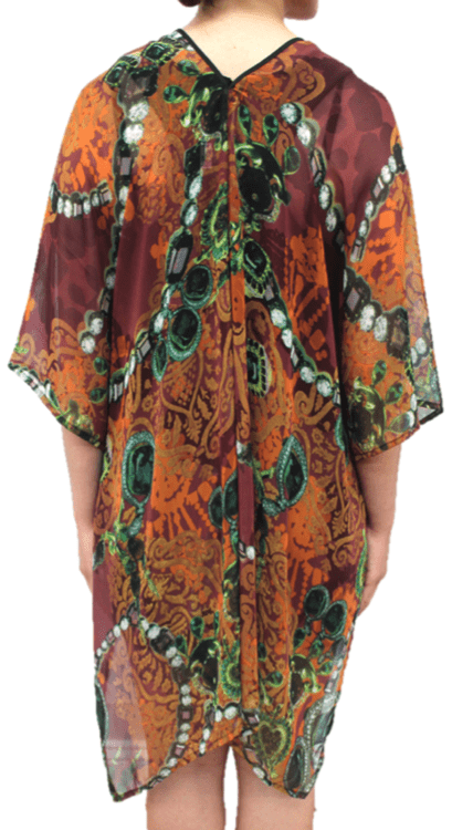 Chain Print Beach Cover up - Brown/Green - Beach Cover up - La Fiorentina PS-1332K