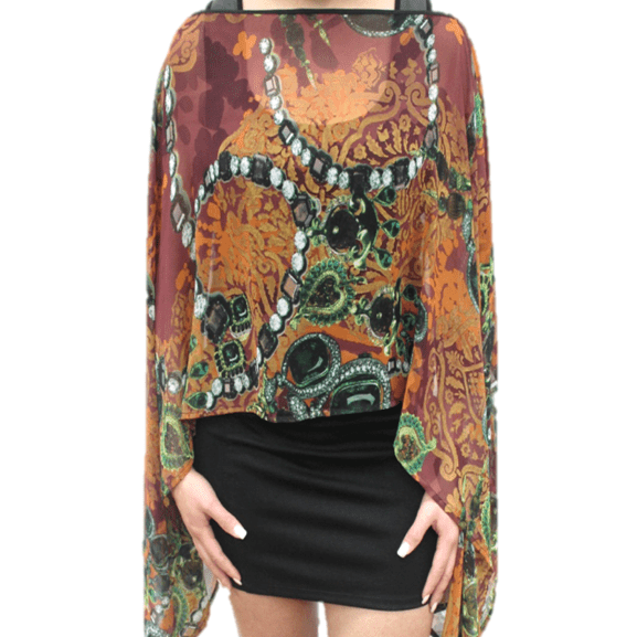 Chain Print Beach Cover up - Brown/Green - Beach Cover up - La Fiorentina PS-1332K